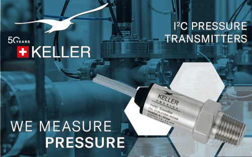 KELLER’s I2C transmitters use KELLER’s own chip-in-oil technology: A laser-welded, hermetically sealed, oil-filled stainless steel housing, containing KELLER’s pressure transducer, and ultra-energy efficient compensation electronics.